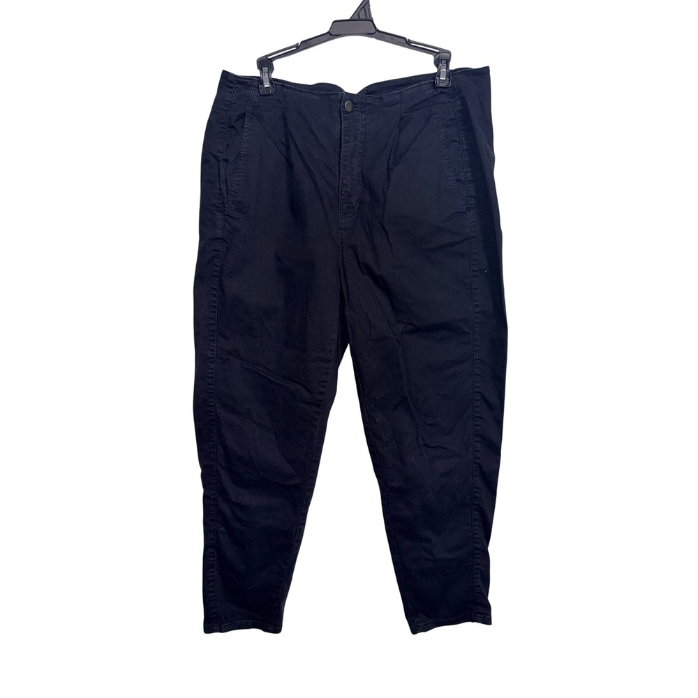 Eileen Fisher Black Organic‎ Cotton Stretch Tapered Pants Size 12 High Rise